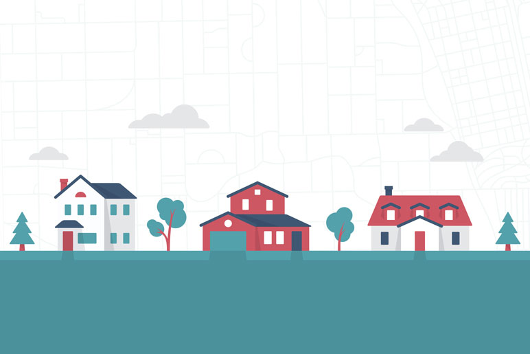 vector image of three homes