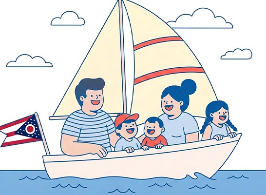 Family on a boat